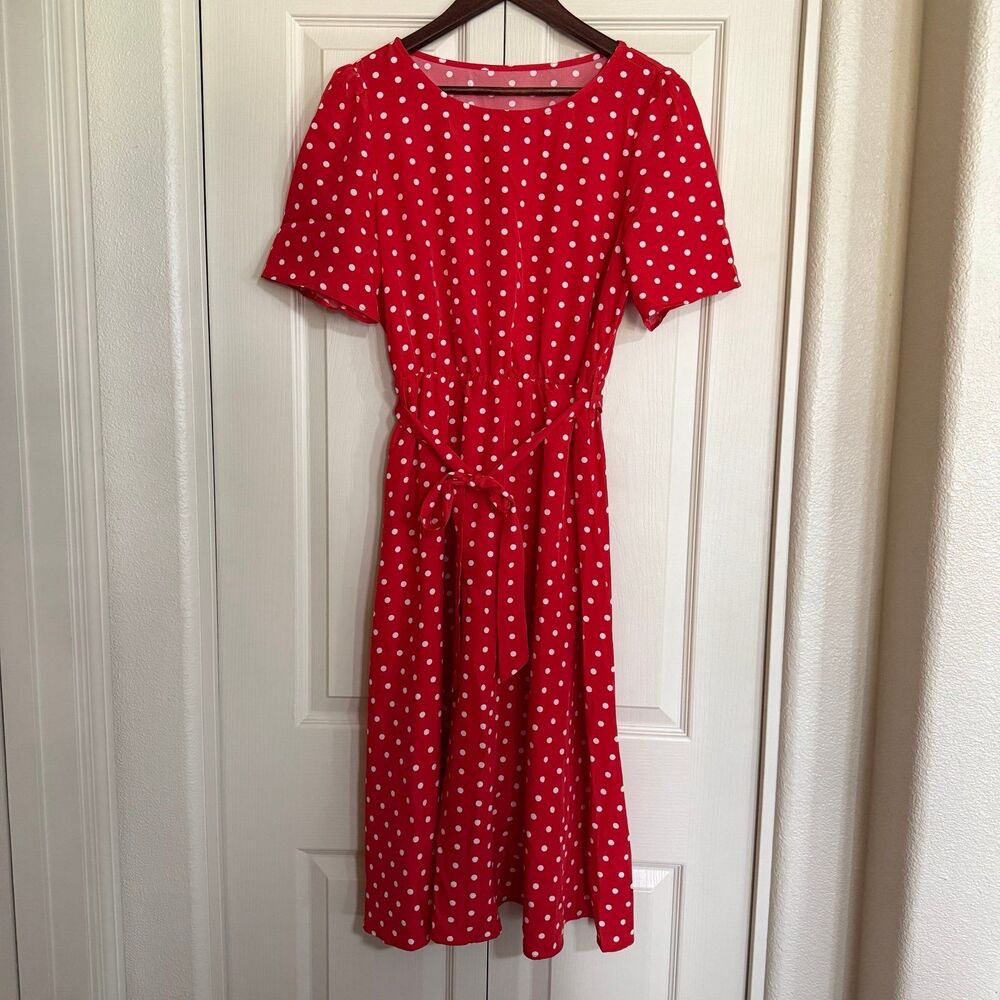 Dresses for Women’s XL Round Neck Red Polka Maxi Dot Dress No brand